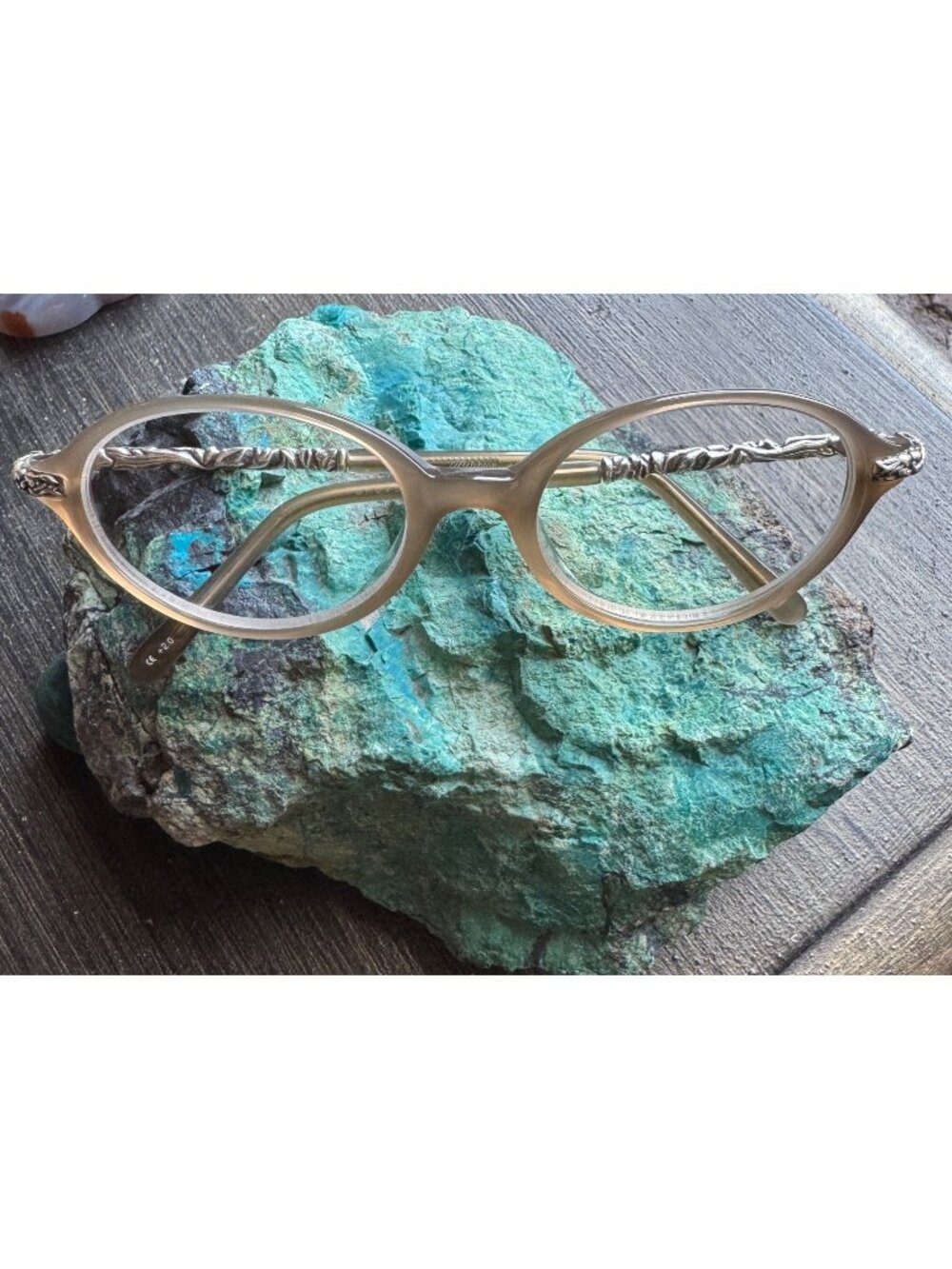 VTG Brighton Steinbeck Eyeglasses Frame Cream +2.0 Readers Ornate Silver